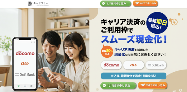 【キャリフリー クレジットカード現金化】換金率や入金スピード、利用者口コミなどの最新情報を紹介します