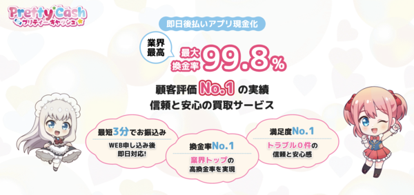 【プリティーキャッシュ-PrettyCash- クレジットカード現金化】換金率や入金スピード、利用者口コミなどの最新情報を紹介します