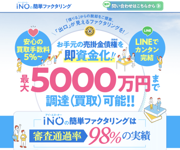 【INOの簡単ファクタリング ファクタリング】利用条件・サービス詳細・特徴を最新情報で解説